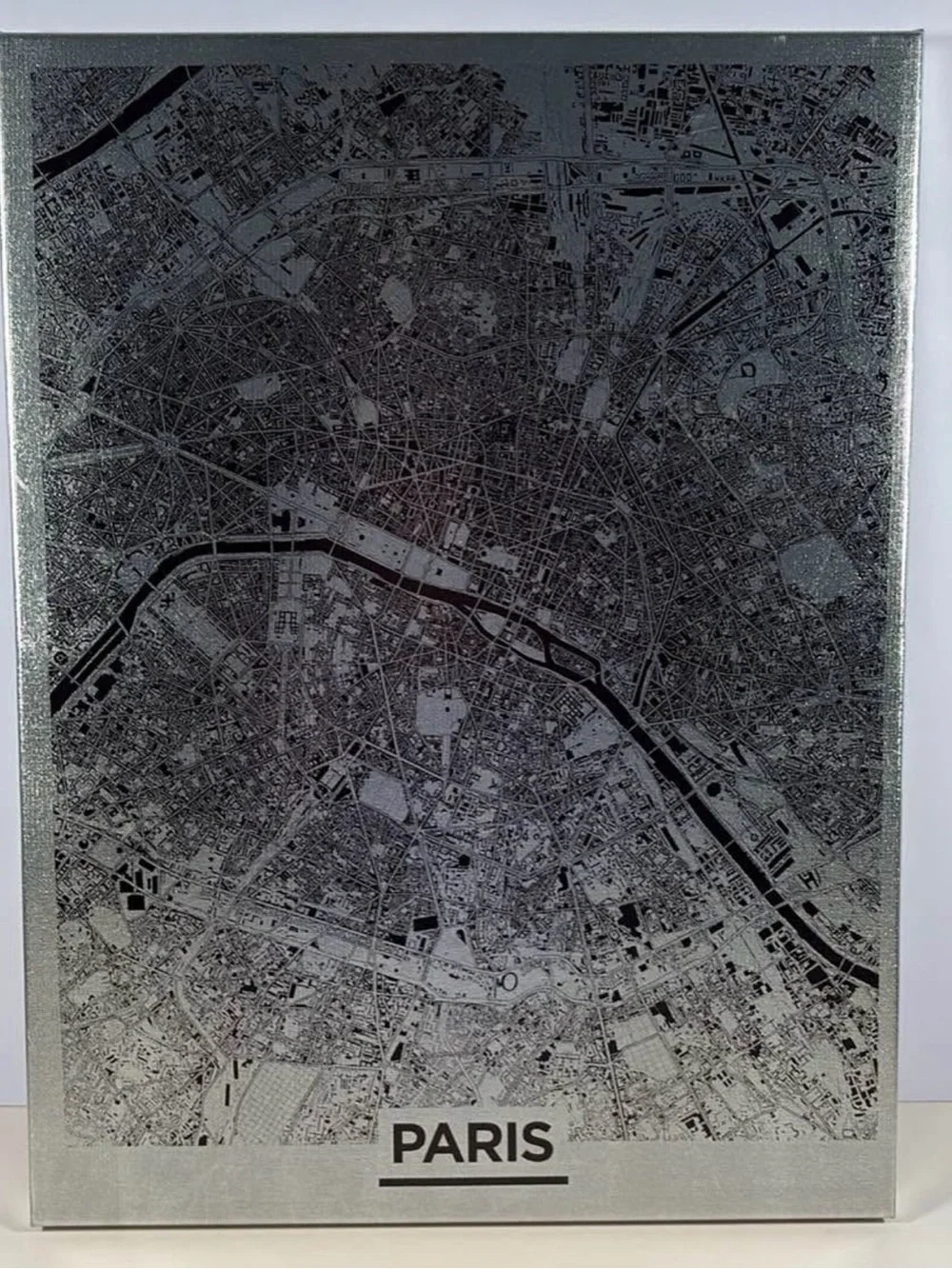 London New York Paris Map Wall Art - Black and Silver